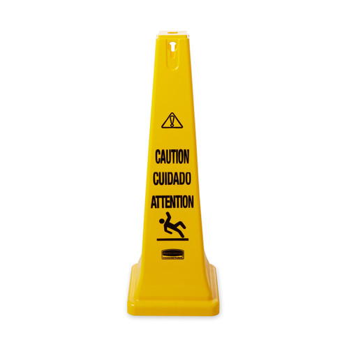 Rubbermaid Commercial 36 Inch Multilingual "Caution" Floor Cone, Yellow (FG627600YEL)