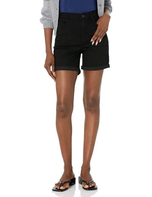 Democracy Women's Ab Solution Skyrise Cuffed Short, 7" Inseam, Black