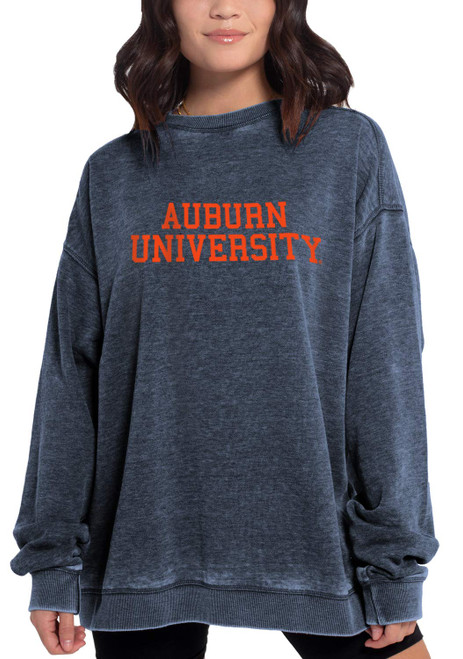 chicka-d NCAA Auburn Tigers Womens Burnout Fleece Crew Pullover, Ink, X-Large (449_TC_CB)