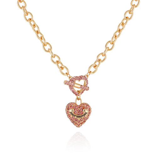 Juicy Couture Goldtone and Rose Heart Pendant Toggle Necklace For Women