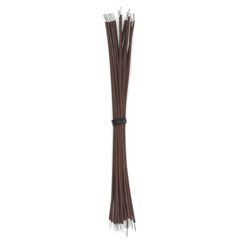 Cut & Stripped Wire, 18 AWG, Solid, Brown 18" Leads - 50 Pieces