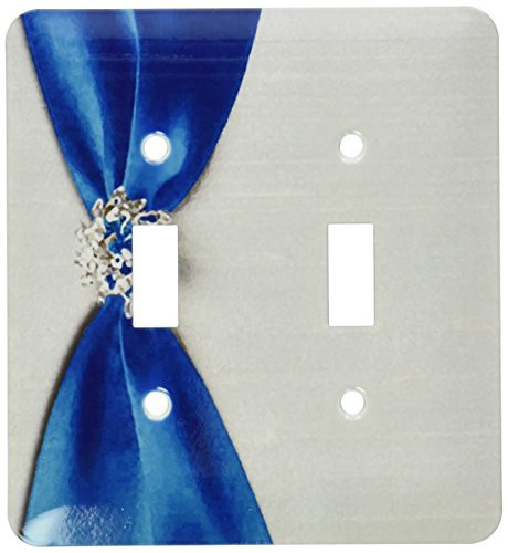 3dRose lsp_23866_2 Pearl Blue Satin Ribbon with Jewel Double Toggle Switch