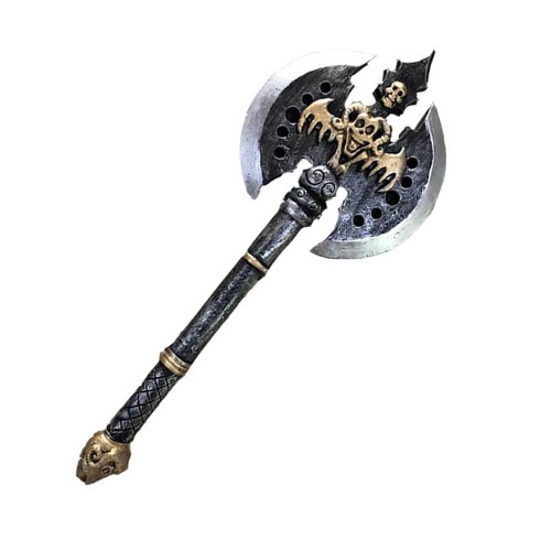 28" Wow Double-Sided Orc Blade Battle Axe, Latex Rubber Tolak Barbarian Double Blade Battle Axe LARP Costume Cosplay Prop