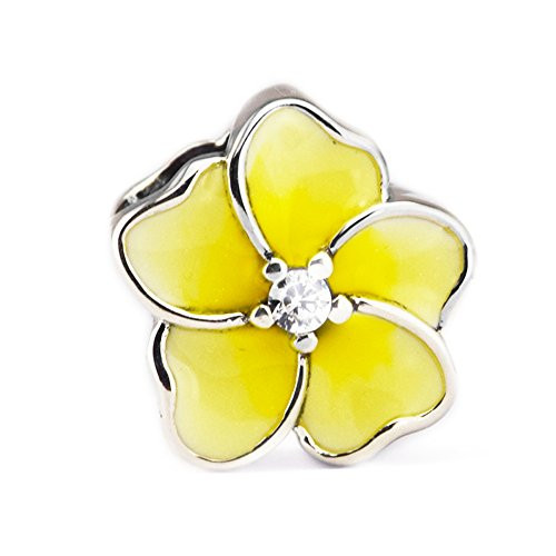 CKK Charm 925 Sterling Silver Bead Fit Pandora Bracelet Gradient Yellow Plumeria Charm Women DIY Jewelry Gift CKK Charm 925 Sterling Silver Bead Fit Pandora Bracelet Gradient Yellow Plumeria Charm Women DIY Jewelry Gift