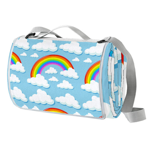 Picnic Blanket Rainbow Clouds Beach Blanket Foldable Beach Mat Waterproof Outdoor Blanket Sandproof Picnic Mat Rug Lightweight for Beach Camping Hiking 57x59 in
