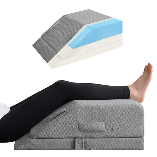 Adjustable Leg Elevation Pillows for Swelling, Cooling Gel Memory Foam Wedge Pillows for After Surgery, Sciatica Back Knee Hip Ankles Pain Relief, Leg Pillows for Sleeping Blood Circulation Adjustable Leg Elevation Pillows for Swelling, Cooling Gel Memory Foam Wedge Pillows for After Surgery, Sciatica Back Knee Hip Ankles Pain Relief, Leg Pillows for Sleeping Blood Circulation