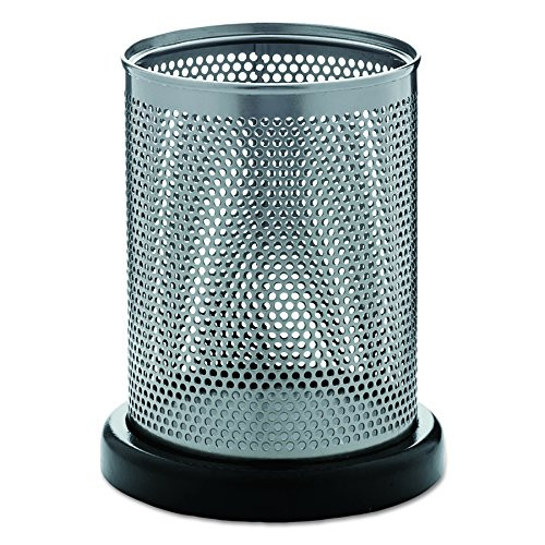 Rolodex Distinctions Metal and Wood Pencil Cup, 3.5 Inches Diameter x 4.5 Inches Height, Black (E23569)