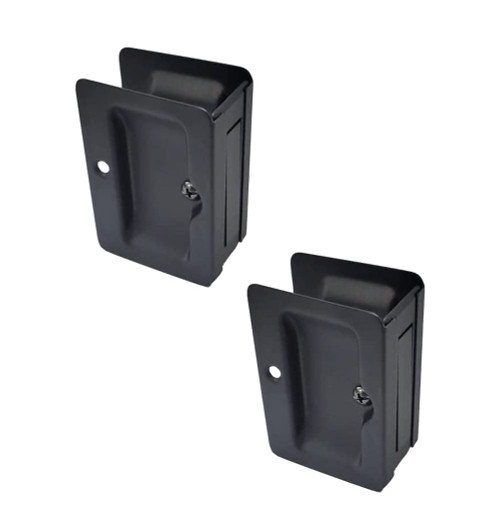 QCAA Premium Quality Solid Brass Rectangular Pocket Sliding Door Pull, Passage Function, 3-1/4''X2-1/4'', Matte Black, 2 Pack, Made in Taiwan