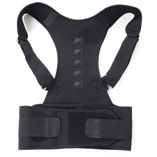 ZWQASP QJSMGZS Adjustable Posture Corrector Back Brace Shoulder Lumbar Spine Clavicle Support Belt Corset Posture Correction (Color : B Black, Size : M)