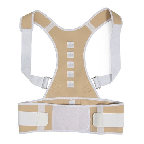 ZWQASP QJSMGZS Adjustable Posture Corrector Back Brace Shoulder Lumbar Spine Clavicle Support Belt Corset Posture Correction (Color : B Nude, Size : Large)