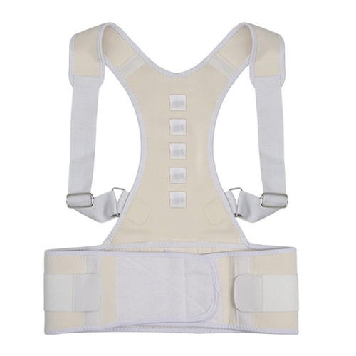 ZWQASP QJSMGZS Adjustable Posture Corrector Back Brace Shoulder Lumbar Spine Clavicle Support Belt Corset Posture Correction (Color : B White, Size : Medium)