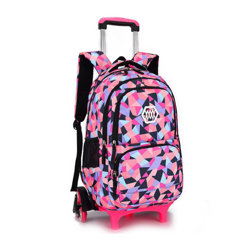 VILINKOU Rolling Backpack for Girls Trolley School Bag Wheels Backpack Luggage Waterproof Climbing Stairs (Black with Six Wheels)