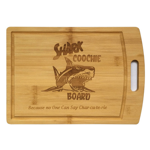 Shark Coochie Charcuterie Boards/Bamboo Cutting Board/With Juice Grooves/Laser Engraved Pattern/Charcuterie Board (13x9 in)
