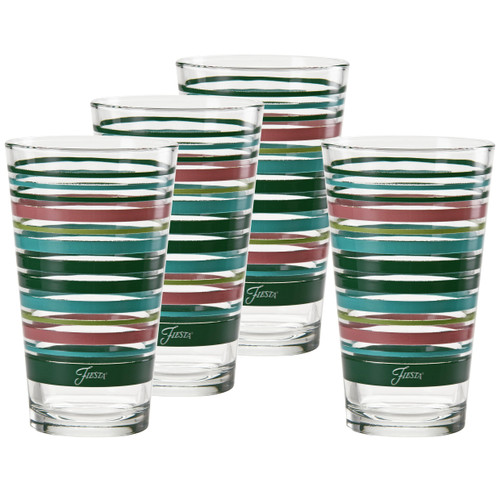 Officially Licensed Fiesta Stripes 16-Ounce Tapered Cooler Glass (Set of 4) (Tropical Collection)