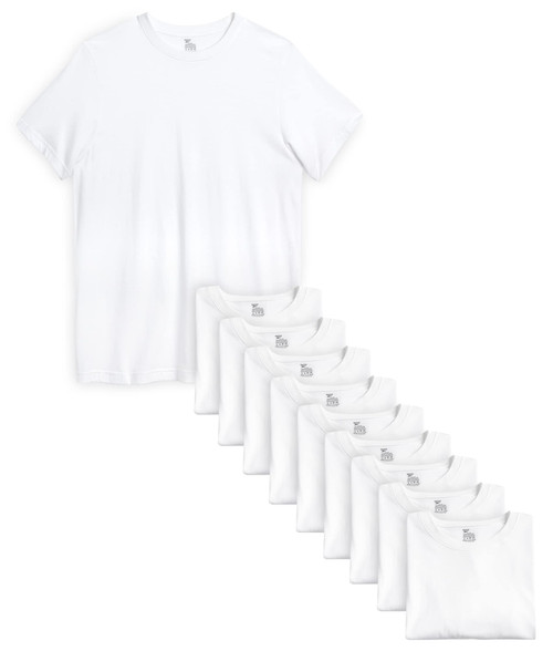 Reebok Men?s Undershirts ? Soft Breathable Crew Neck T-Shirts (10 Pack), Size Large, White