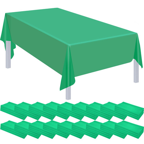 Shimeyao 48 Pack Disposable Plastic Tablecloth 54 x 108 Inch Decorative Rectangle Table Cover Party Picnic Table Cover Rectangular Plastic Table Cloth for Indoor Outdoor (Green)