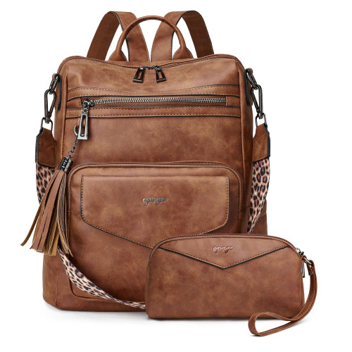 OPAGE Backpack Purse for Women Leather Fashion Designer Backpack Purse Travel Backpack Ladies Shoulder Bags With Wristlet