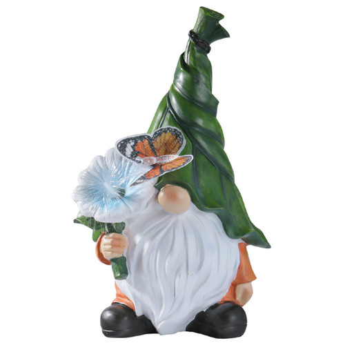 Garden Gnome Statue,Resin Gnome Figurine Holding Flower and Butterfly with Solar LED Lights, Outdoor Statues Garden Decor for Patio Yard Lawn Porch, Gardening Gifts Garden Gnome Statue,Resin Gnome Figurine Holding Flower and Butterfly with Solar LED Lights, Outdoor Statues Garden Decor for Patio Yard Lawn Porch, Gardening Gifts