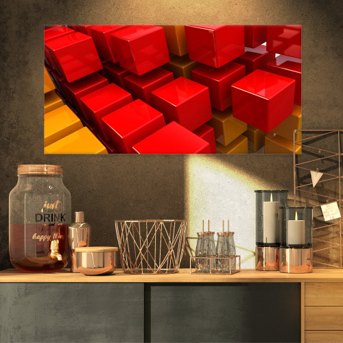 Designart PT9365-32-16 Fractal 3D Red N Yellow Cubes-Abstract Art Canvas Print-32x16, 32x16 Designart PT9365-32-16 Fractal 3D Red N Yellow Cubes-Abstract Art Canvas Print-32x16, 32x16