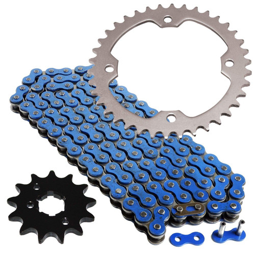Caltric Blue Drive Chain And Sprockets Kit Compatible with Yamaha Raptor 350 Yfm350R 2004-2013
