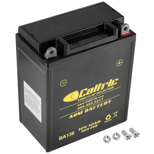 Caltric AGM Battery Compatible with Yamaha XV535 Virago 535 1987-2000 / 12V 12Ah CCA 250