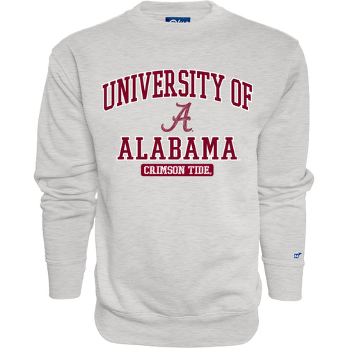 Blue 84 Men's Alabama Crimson Tide Crewneck Sweatshirt Twill Applique Grey, Grey, Large