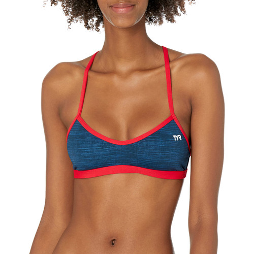 TYR Women's Sandblasted Mojave Tieback Top, Navy, Large
