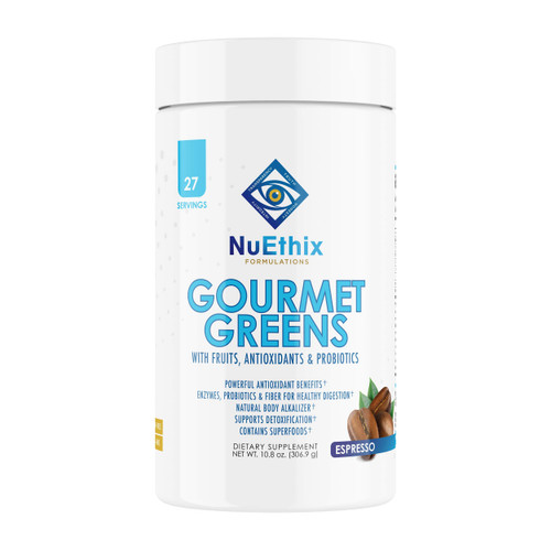 NuEthix Formulations Gourmet Greens Drink Powder Dietary Supplement with Fruit and Vegetable Superfoods and Probiotics, Espresso, 27 Servings NuEthix Formulations Gourmet Greens Drink Powder Dietary Supplement with Fruit and Vegetable Superfoods and Probiotics, Espresso, 27 Servings