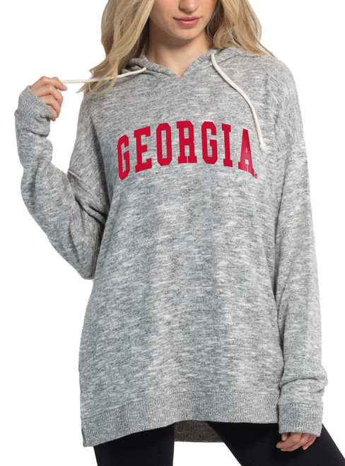chicka-d NCAA Georgia Bulldogs Womens Cozy Fleece Hoodie, Heather Grey, Large