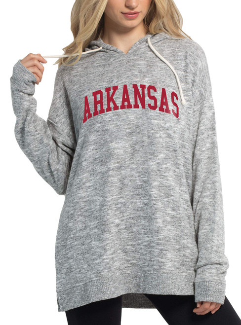 chicka-d NCAA Arkansas Razorbacks Womens Cozy Fleece Hoodie, Heather Grey, Large