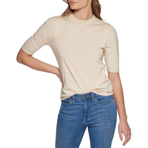 Calvin Klein Short Sleeve w/Pleated Shoulder Wheat LG (US 12)