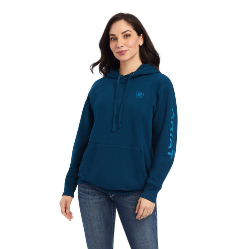 Ariat Female REAL Classic Arm Logo Hoodie Hydra 3X Ariat Female REAL Classic Arm Logo Hoodie Hydra 3X