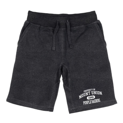 University of Mount Union Raiders Property Fleece Drawstring Shorts Heather Charcoal Large