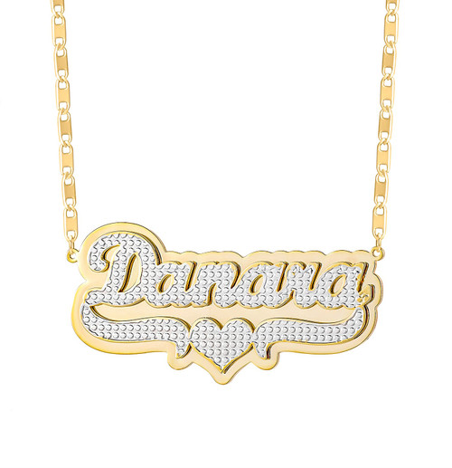 Qitian Personalized Double Plated Name Necklace Two Tone 18K Gold-Plated Custom Letter Nameplate 3D Necklaces Customized Double Layer Name Necklace Stainless Steel Pendant for Women Girls