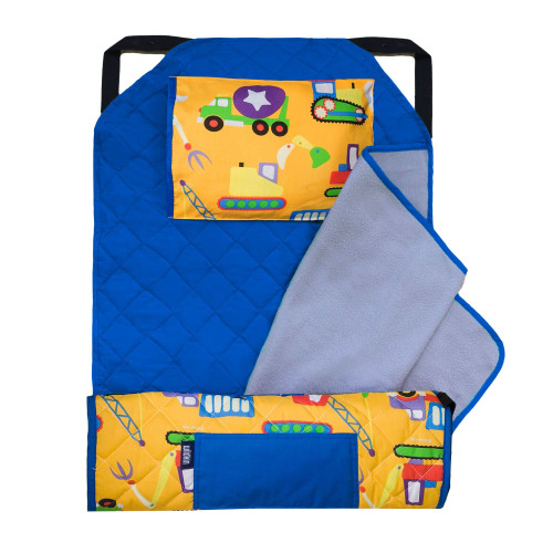Wildkin Kids Modern Nap Mat with Reusable Pillow for Boys & Girls, Perfect for Elementary Sleeping Mat, Features Elastic Corner Straps, Soft Cotton Blend Materials Nap Mat for Kids(Under Construction)