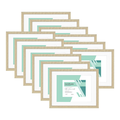 MCS Gallery Essential Document Frame , Natural Woodgrain, 11 x 14 in matted to 8.5 x 11 in, 12 pk