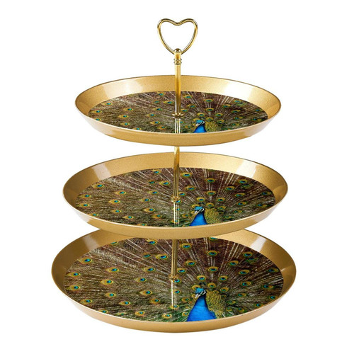 3 Tier Cupcake Stand, Pastry Cupcake Display Tower, Dessert Tree Tower Serving Platter for Wedding Birthday Anniversary Decor Animal Peacock
