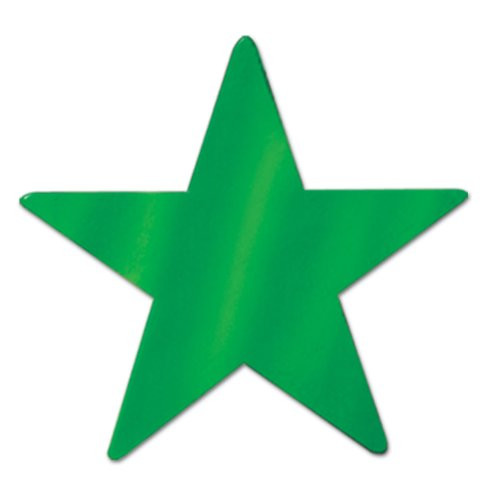 Beistle 57027-G Green Metallic Star Cutouts, 3-1/2 Inch, 12 Pieces Per Package