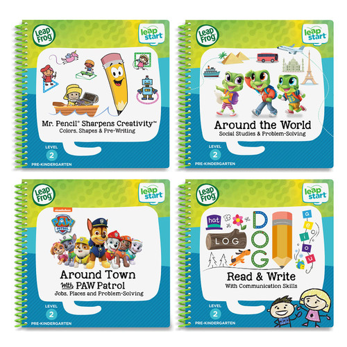 LeapFrog LeapStart Pre-K 4-Pack, for 3-6 yrs includes Mr. Pencil Sharpens Creativity, Read and Write, Around the World, Around Town With PAW Patrol