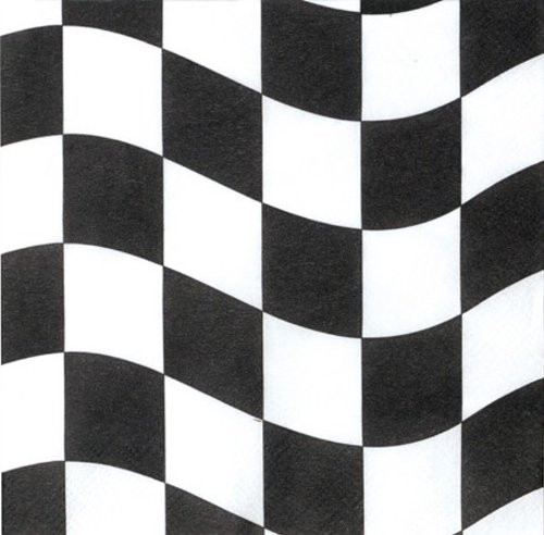 Creative Converting 18 Count Beverage Napkins, Black and White Check