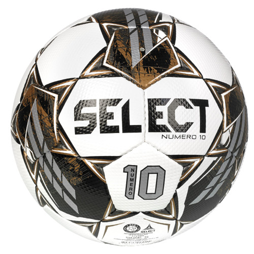Select Numero 10 V22 Soccer Ball, White/Black/Gold, Size 5