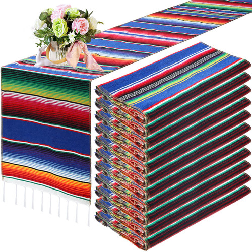 12 Pcs Mexican Serape Table Runner Mexican Party Table Blanket Serape Colorful Striped Runner Fringe Cotton Table Runner Decoration for Cinco De Mayo Fiesta Party Wedding 14 x 84 Inch (Elegant Style) 12 Pcs Mexican Serape Table Runner Mexican Party Table Blanket Serape Colorful Striped Runner Fringe Cotton Table Runner Decoration for Cinco De Mayo Fiesta Party Wedding 14 x 84 Inch (Elegant Style)