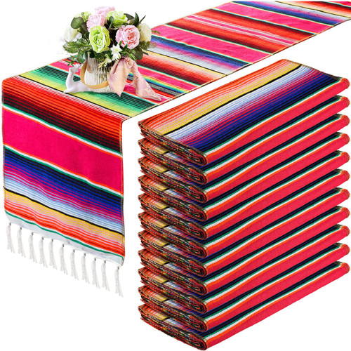 12 Pcs Mexican Serape Table Runner Mexican Party Table Blanket Serape Colorful Striped Runner Fringe Cotton Table Runner Decoration for Cinco De Mayo Fiesta Party Wedding, 14 x 84 Inches (Novel Style) 12 Pcs Mexican Serape Table Runner Mexican Party Table Blanket Serape Colorful Striped Runner Fringe Cotton Table Runner Decoration for Cinco De Mayo Fiesta Party Wedding, 14 x 84 Inches (Novel Style)