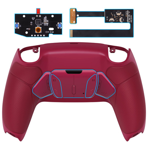 eXtremeRate Cosmic Red Rubberized Grip Programable RISE4 Remap Kit for PS5 Controller BDM 010 & BDM 020, Upgrade Board & Redesigned Back Shell & 4 Back Buttons for PS5 Controller -Without Controller