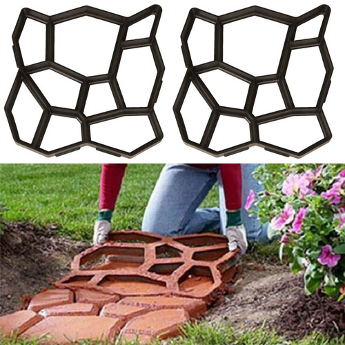 Walk Path Maker, 2 Packs Plus Size: 18.9 x 18.9 x 1.8 inch Pathmate Stone Moldings Paving Pavement Concrete Molds and Foams Stepping Stone Paver Walk Way Cement Mold