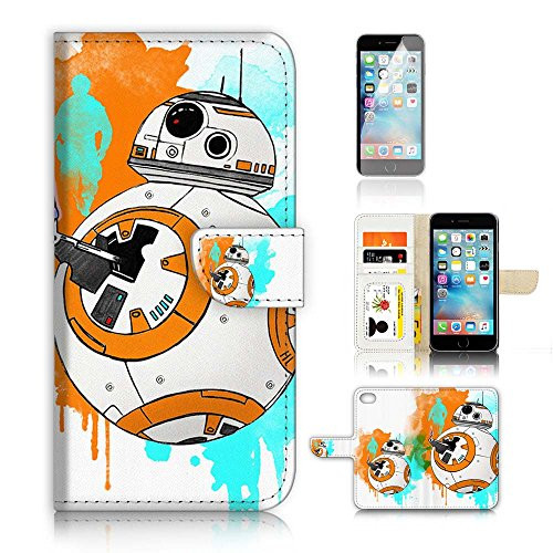 (For iPhone 8/iphone 7) Flip Wallet Case Cover & Screen Protector Bundle! A9366 Starwars BB8