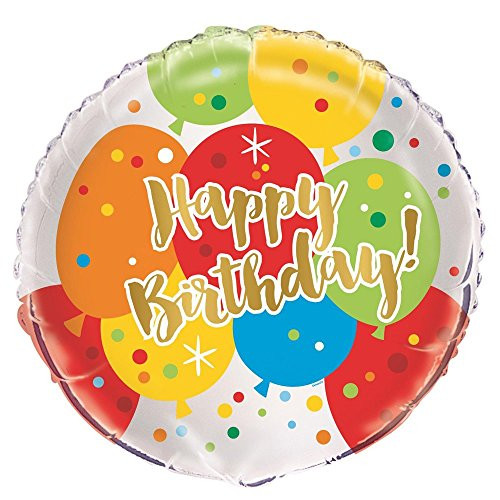 18" Foil Glitzy Rainbow Happy Birthday Balloon 18" Foil Glitzy Rainbow Happy Birthday Balloon