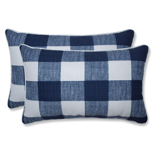 Pillow Perfect Outdoor/Indoor Anderson Zaffre Lumbar Pillows, 11.5" x 18.5", Blue 2 Count