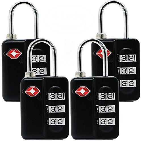 TSA Luggage Locks (4Pack) -Combination Padlocks - Approved Travel Lock for Suitcases & Baggage TSA Luggage Locks (4Pack) -Combination Padlocks - Approved Travel Lock for Suitcases & Baggage