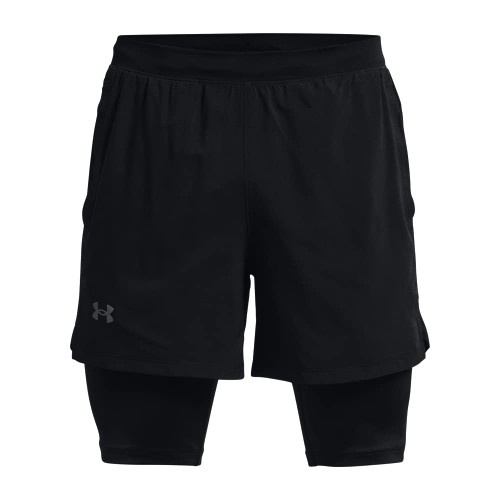 Under Armour Men's Standard Launch Run 5-inch 2-in-1 Shorts, (001) Black/Black/Reflective, Medium